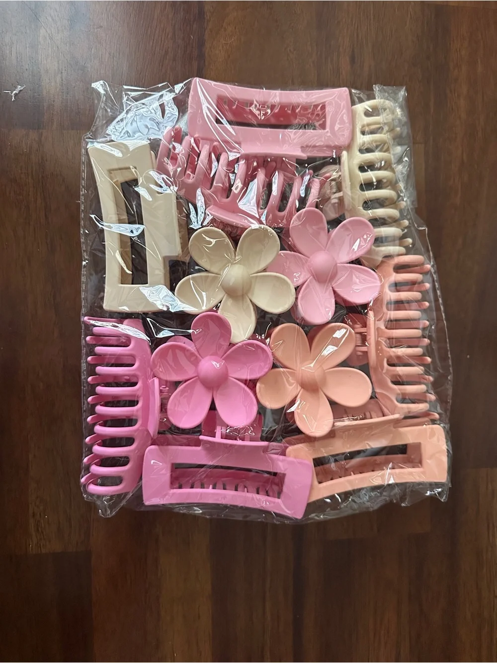 Flower & Pastel Hair Claw Clip Set - Pink, Peach, Cream